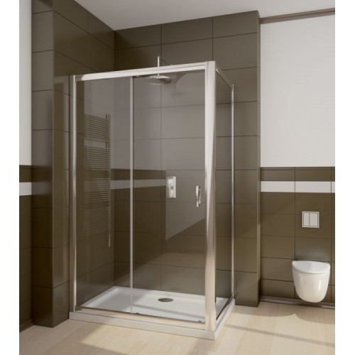Radaway Premium Plus DWJ+S szögletes zuhanykabin 100x100 króm keret, átlátszó üveg