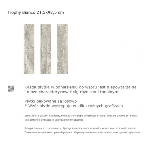 Paradyz Ceramika Trophy Bianco 21,5x98,5 gres padlólap