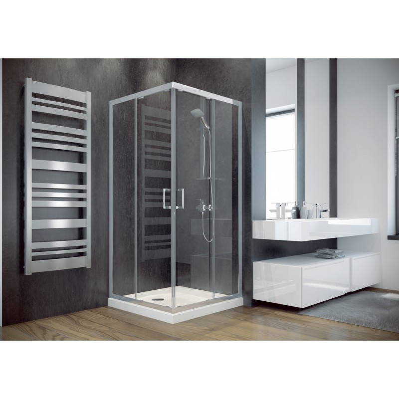 Besco Modern 185 szögletes zuhanykabin 80x80 króm keret, átlátszó üveg