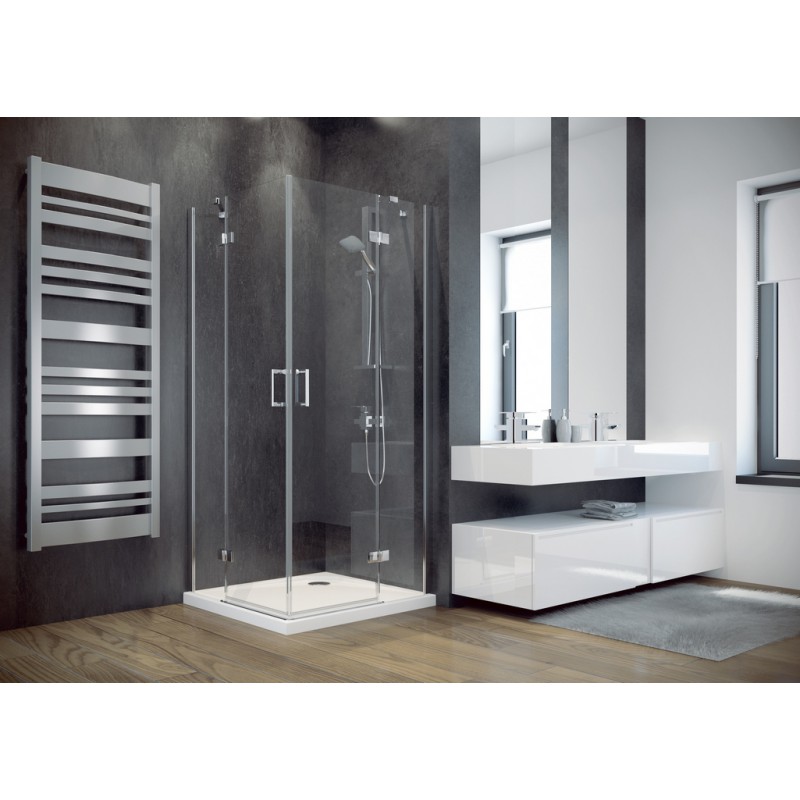 Besco Viva195 szögletes zuhanykabin 80x80 króm keret, átlátszó üveg