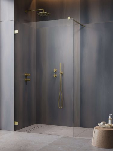 Essenza Pro Brushed Gold Walk-in szálcsiszolt arany zuhanyfal 50 átlátszó