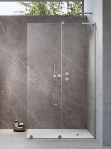 Furo SL Brushed Nickel Walk-in szálcsiszolt króm zuhanyfal 80 átlátszó balos