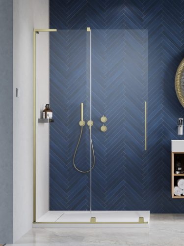 Furo SL Brushed Gold Walk-in szálcsiszolt arany zuhanyfal 80 átlátszó balos