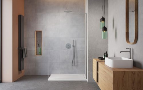 Modo SL II Brushed Nickel Walk-in szálcsiszolt króm zuhanyfal 50 átlátszó balos