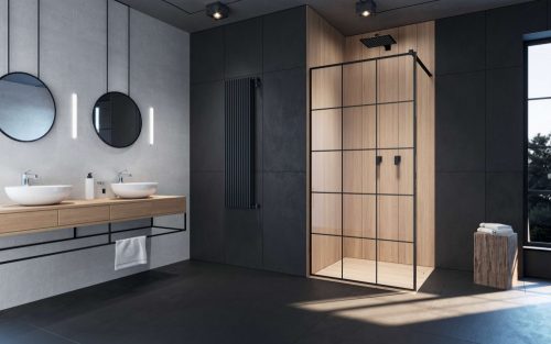 Modo X Black II Factory Walk-in fekete zuhanyfal 50 átlátszó